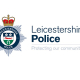 Leicestershire Police logo featuring a crest with a crown and the words "Leicestershire Police" beside the slogan "Protecting our communities" on a white background.