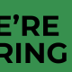 Green and beige poster with the Groby Parish Council logo, large text reading "We're Recruiting" and smaller text "Grounds Operative" below.